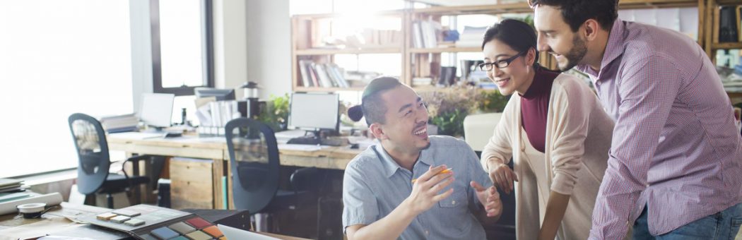 Group talking around a desk