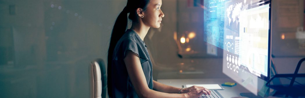 woman processing data