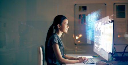 woman processing data