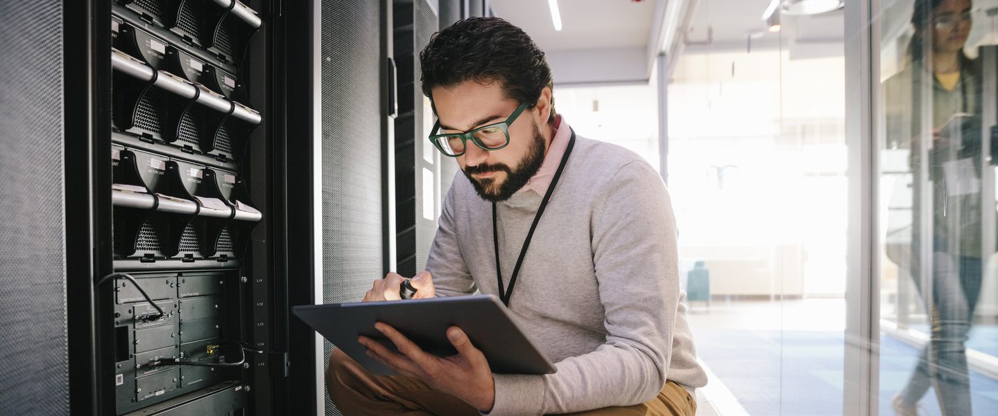 IT technician on a tablet
