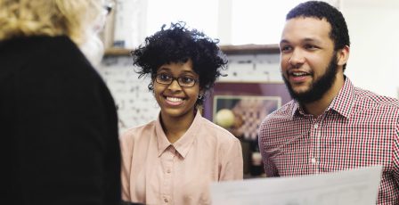 Young couple applying for a mortgage