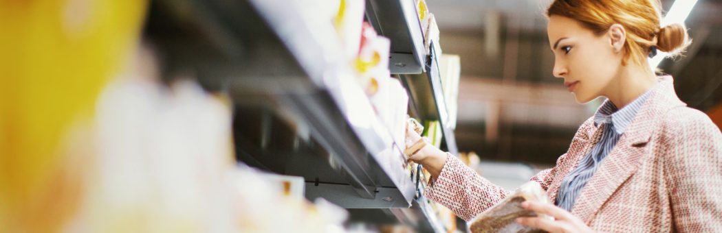 Woman shopping in supermarket