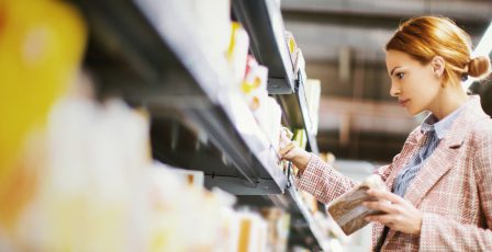 Woman shopping in supermarket