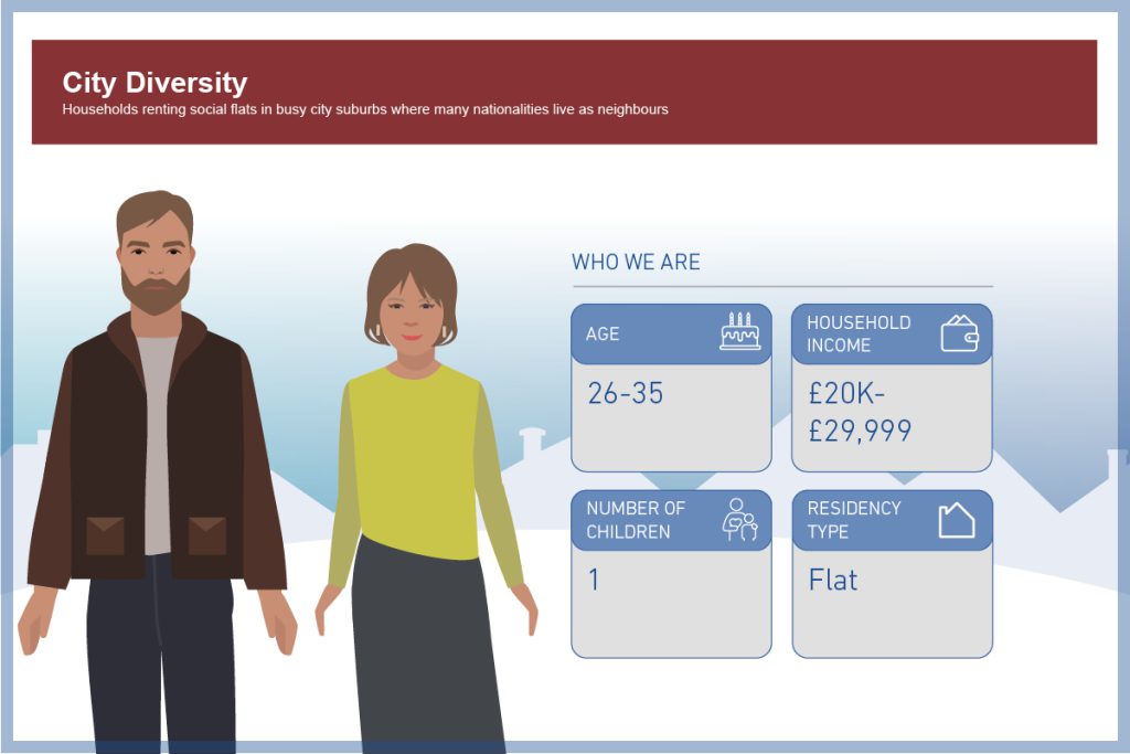 Infographic of City Diversity type, which includes those aged 26-35