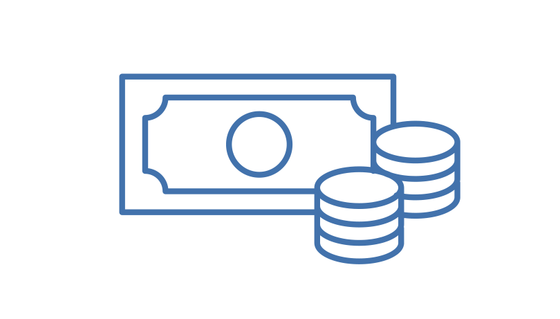 Icon showing the financial knock-on impact of first party fraud