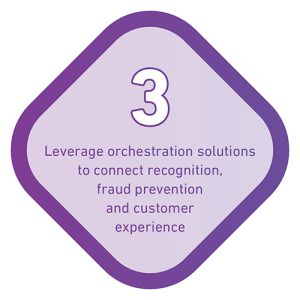 Tip 3 is to leverage orchestration solutions to connect recognition, fraud prevention and customer experience