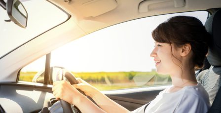 Woman driving a car