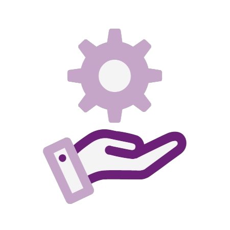 Cog and hand icon - management