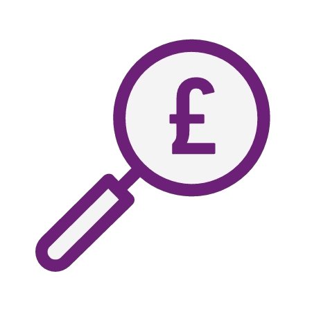 Magnifying glass on a GBP icon