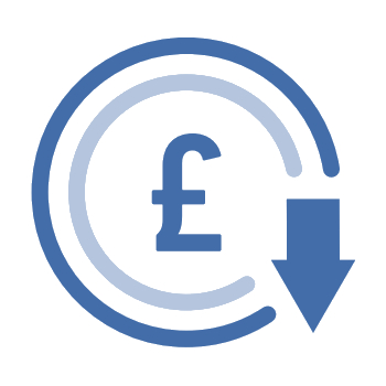 Icon showing reduced spending
