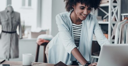 Small business owner using her laptop