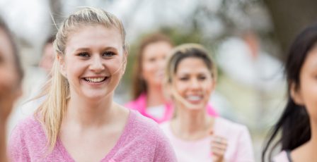 A young woman taking part in a charity running event