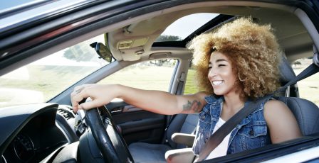 Woman driving in a car