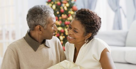 Mature couple celebrating Christmas together