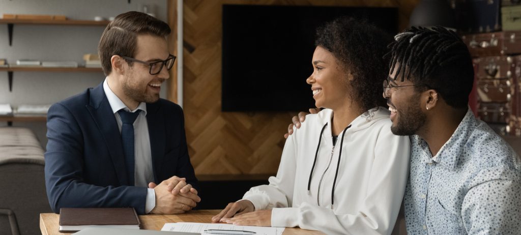 Young couple applying for a mortgage