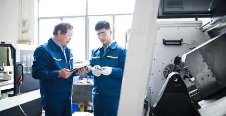 Engineers working in a factory