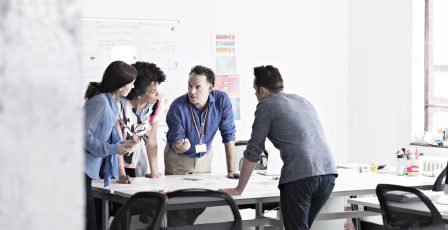 Colleagues assessing the risk of a data breach to their business