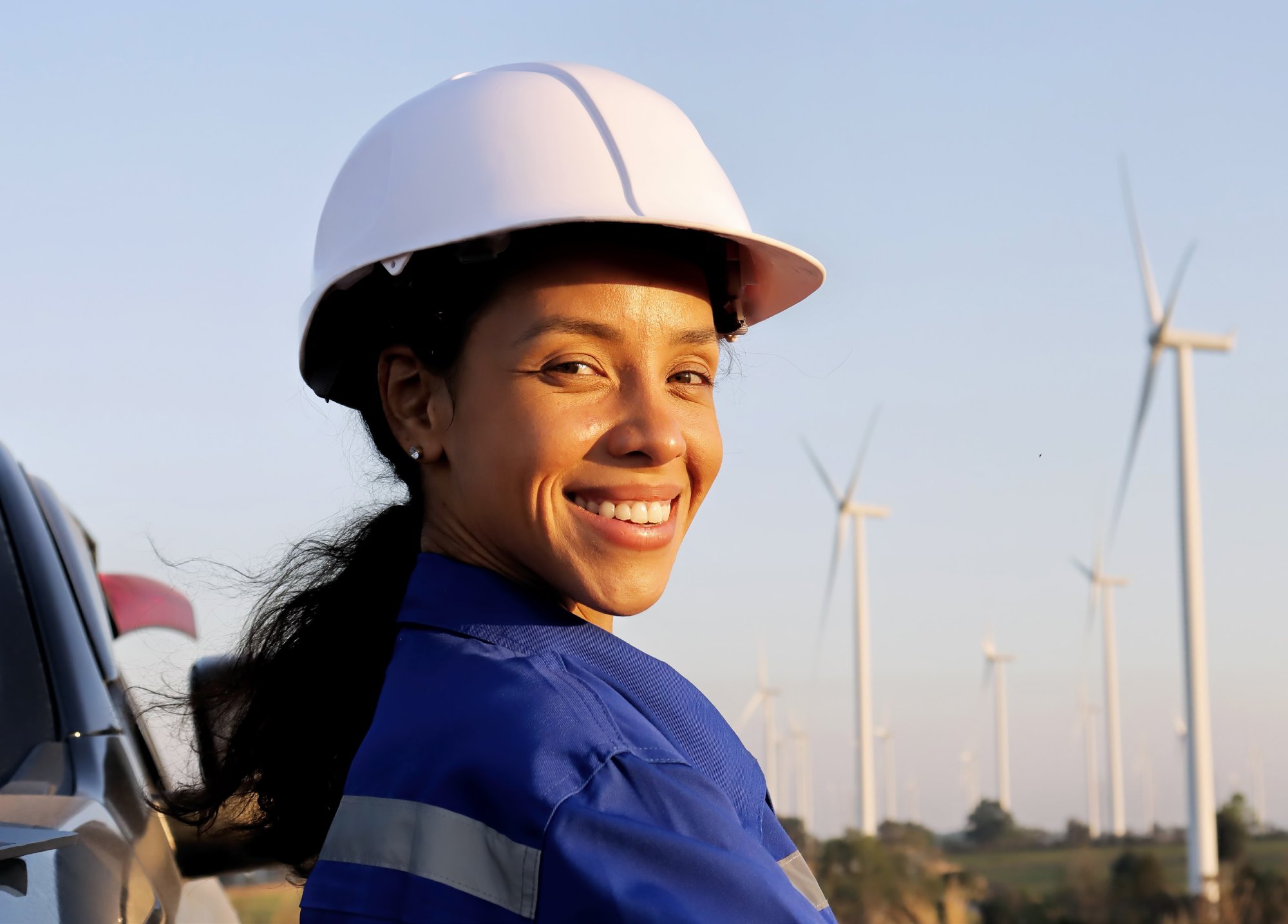 Sustainable energy engineer with wind turbines