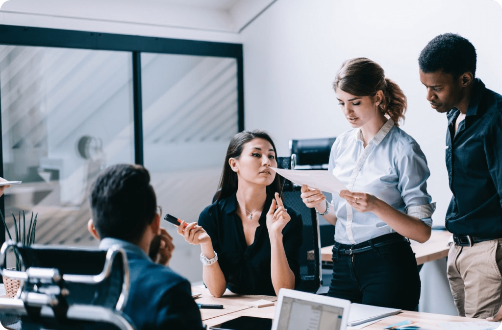 Team in a crisis response meeting