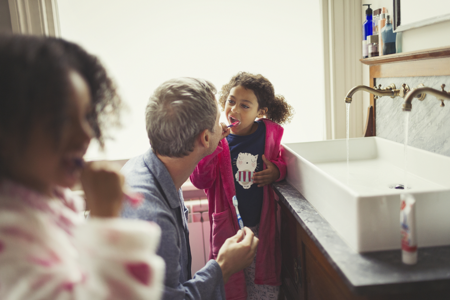 Family in their bathroom