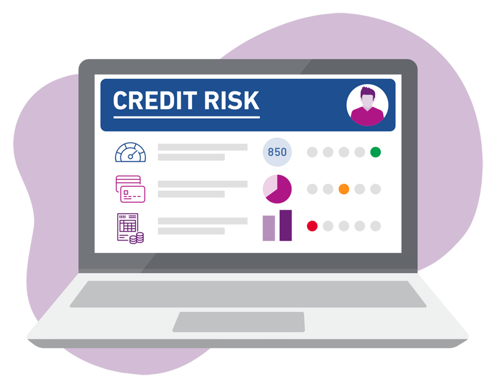 Example of a credit risk scorecard on a laptop