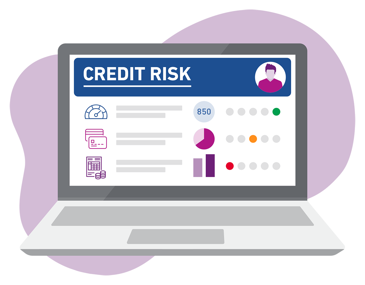 Example of a credit risk scorecard on a laptop