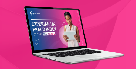 Laptop showing the front cover of the Fraud Index Report for Q2 2025