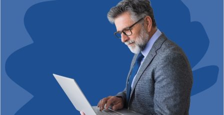 Man browsing on laptop