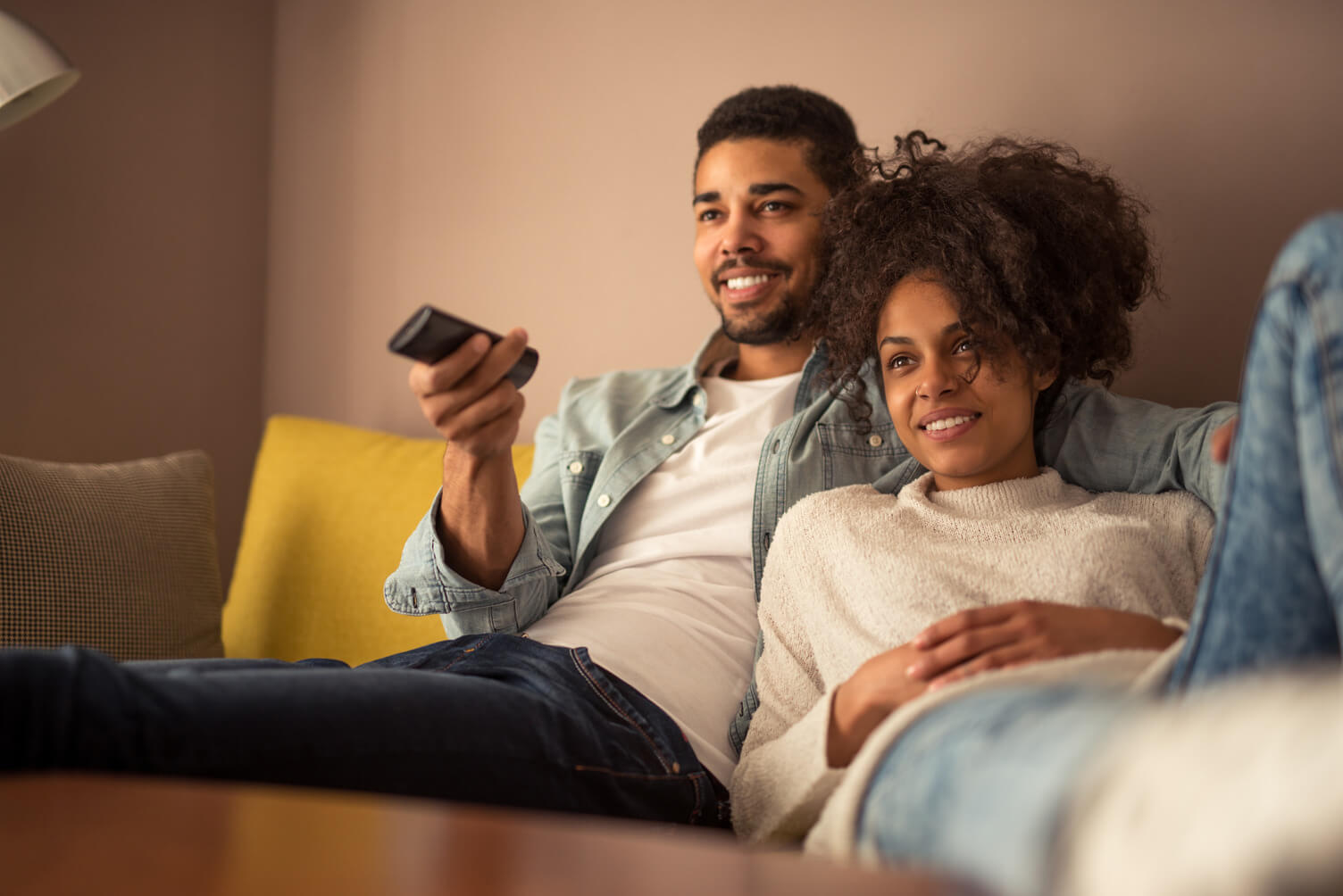 Couple watching television