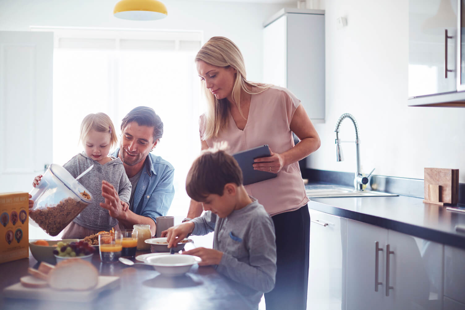 Family in kitchen