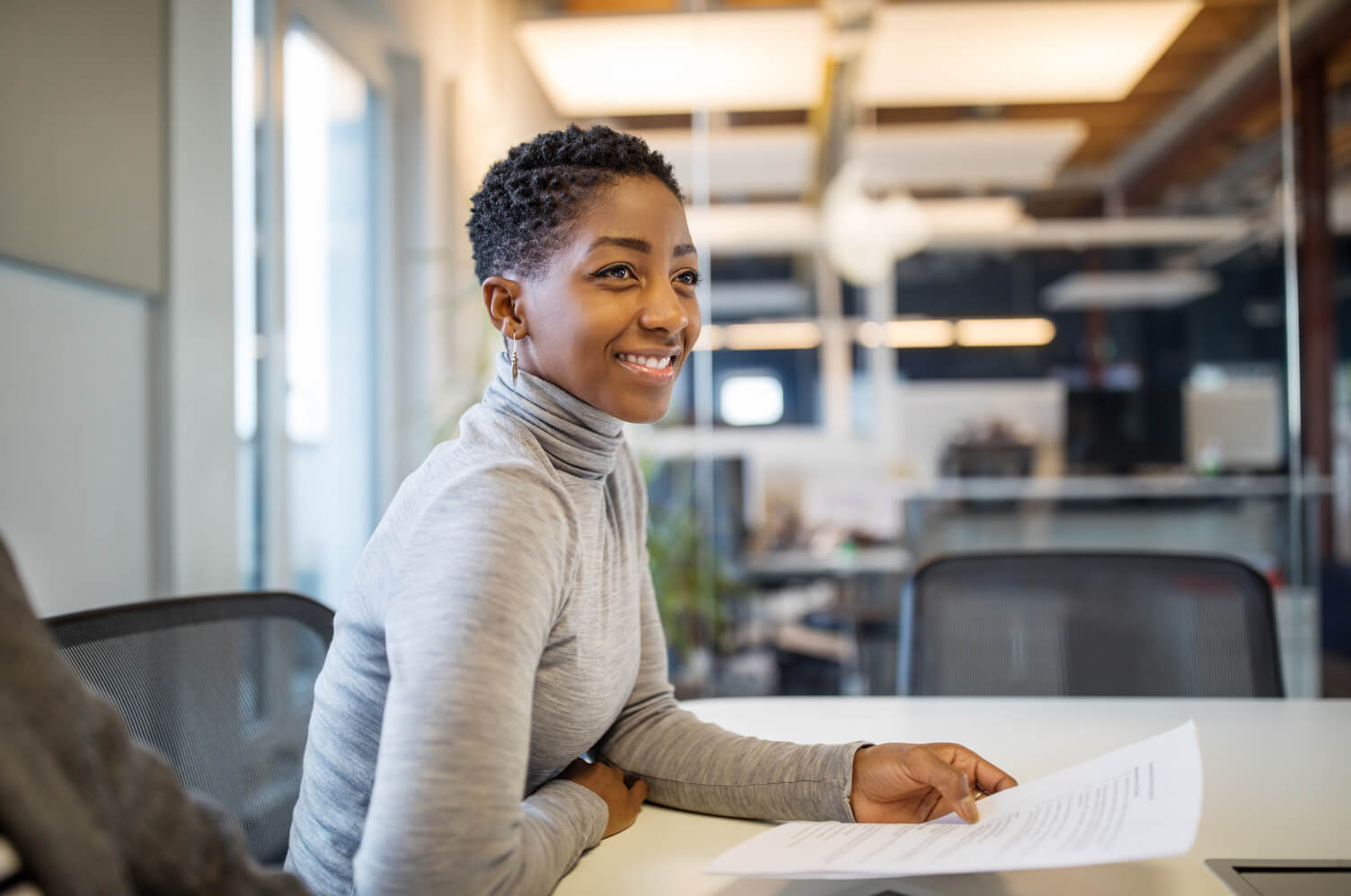 Woman smiling in the office