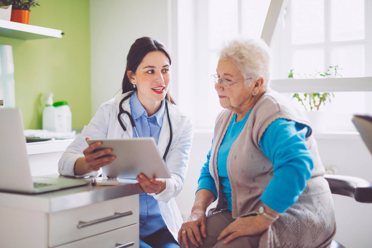 A doctor talking to her patient