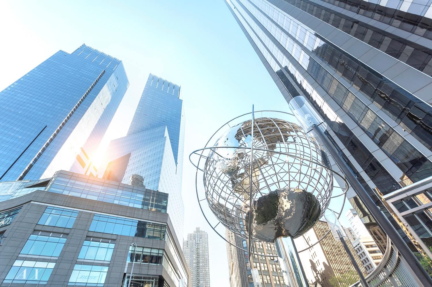 A globe in a city centre