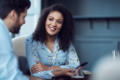 Two colleagues talking