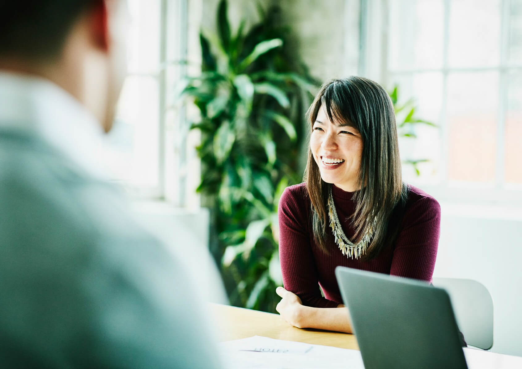 Woman smiling in the office