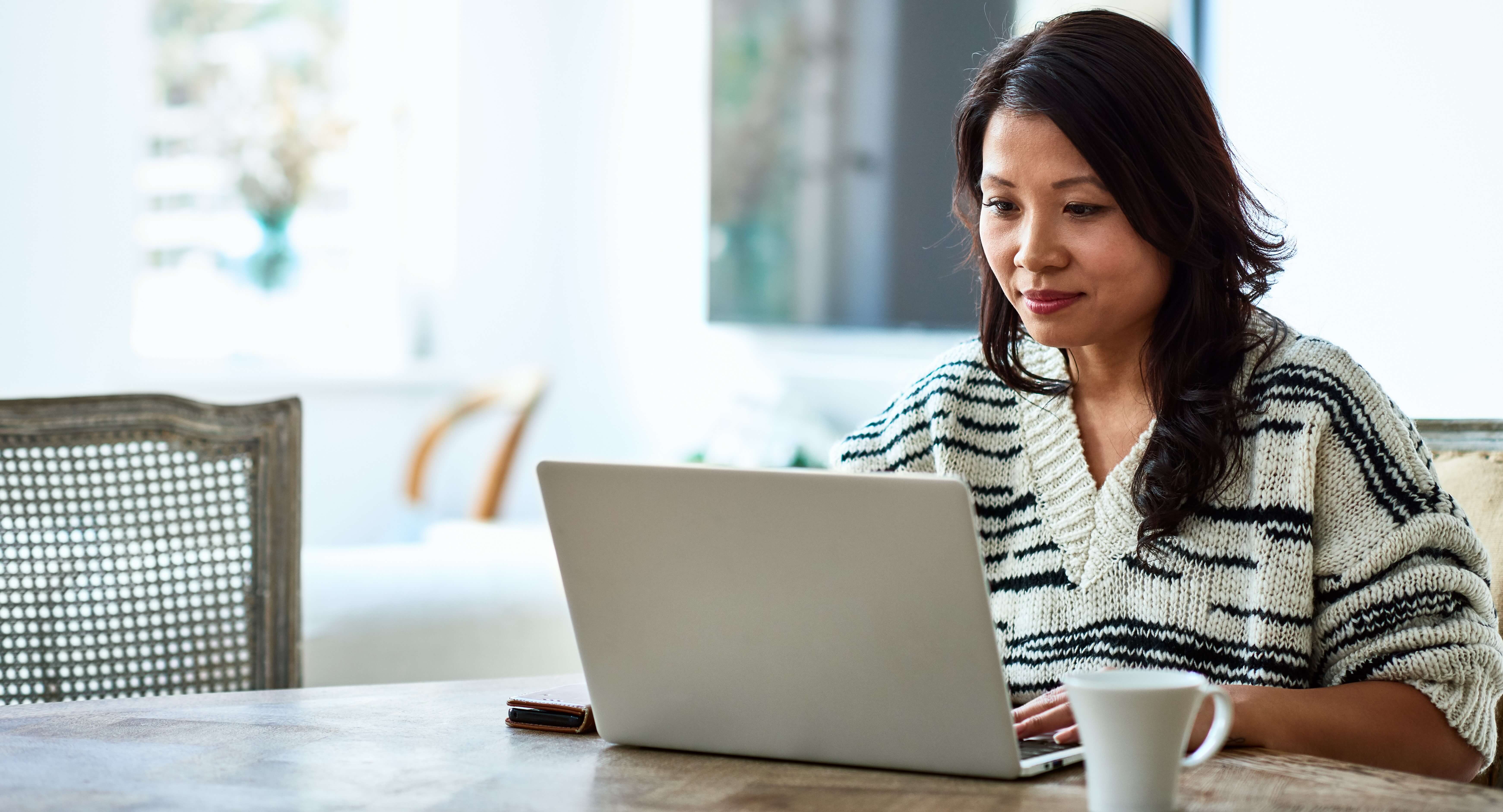 Woman working on a laptop