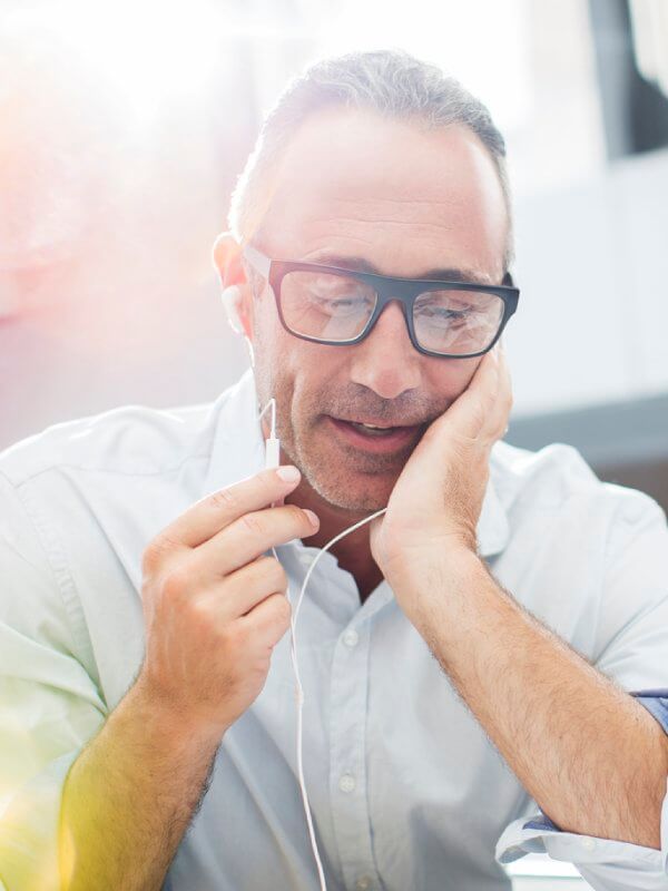 Account manager talking to a client