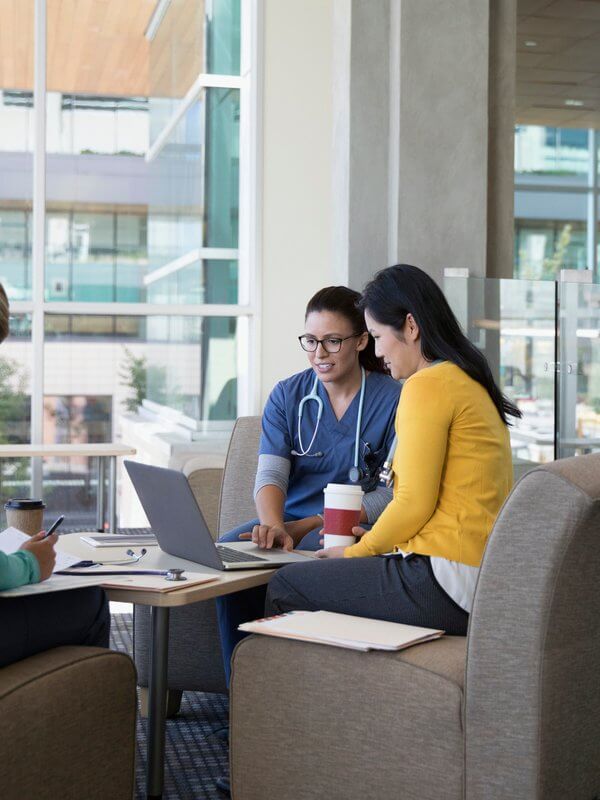 A woman interviewing for a nursing role