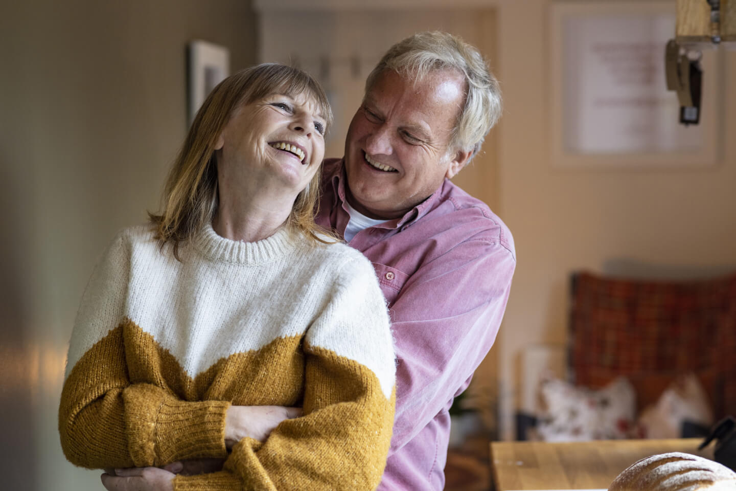 Elder couple hugging