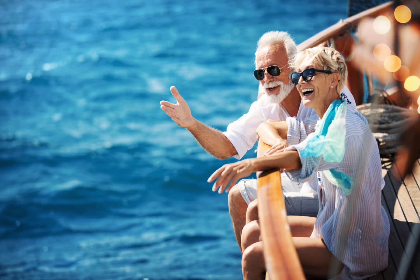 Elder couple on a boat